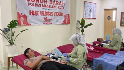 Donor Darah HUT ke-74 Humas Polri Presisi Polres Magelang Kota Sukses Digelar